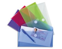 Pochettes de rangement à scratch Exacompta 25  x 13,5 cm couleurs assorties - Paquet de 5