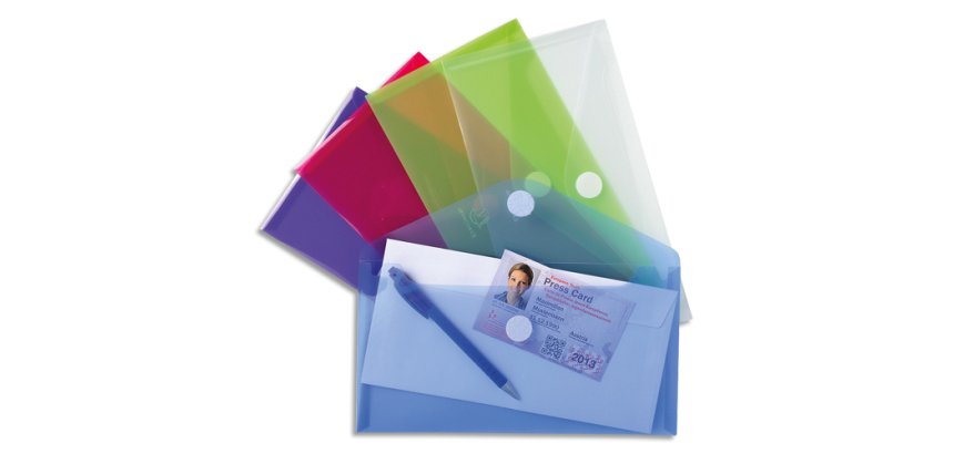 Pochettes de rangement à scratch Exacompta 25  x 13,5 cm couleurs assorties - Paquet de 5