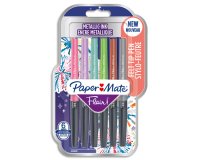 Blister 6 stylos-feutres paper mate flair metallic     coloris assortis