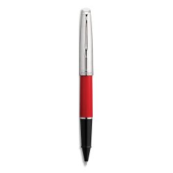 Bille EMBLEME rouge brillant. Point moyenne. Encre bleu