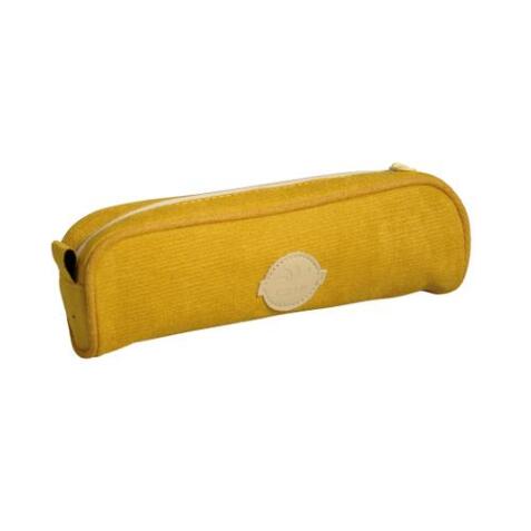 Fourre tout velours 1 compartiment Dos oval SCHOOL VELVET CAMPUS 23cm coloris jaune