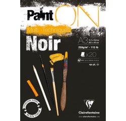Paint'ON Noir bloc collé 20F A3 250g