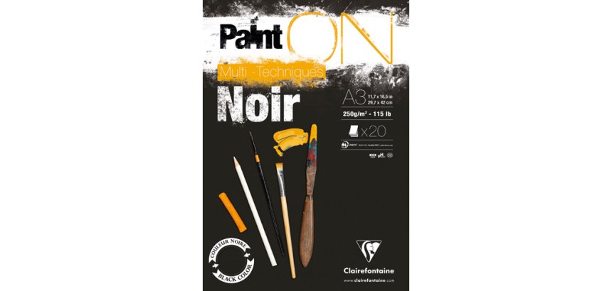 Paint'ON Noir bloc collé 20F A3 250g