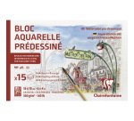 Aquarelle Prédessiné Paris bloc collé 15F 10x15cm 300g