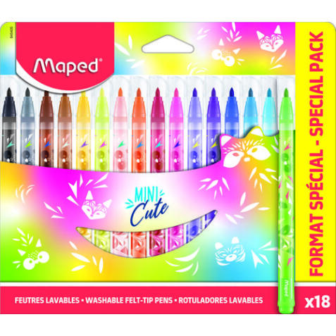Pochette carton 18 feutres MINI CUTE en FORMAT PROMO