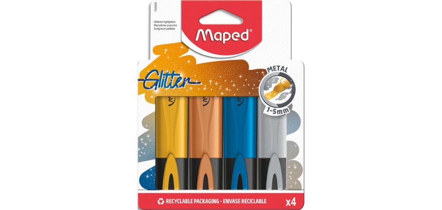 Surligneur GLITTER METAL, étui de 4