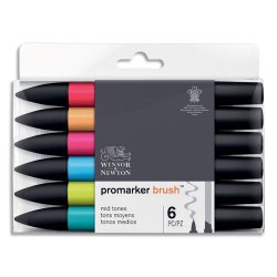 Set de 6 promarker brush - tons moyens