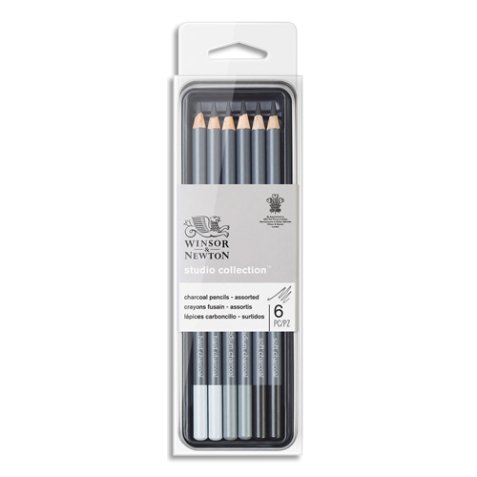 Studio collection - boîte métal 6 crayons fusains assortis