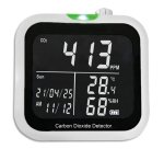 Détecteur de CO2 noir, avec Alarme sonore et visuelle (800-1500ppm) Horloge, Niveau de batterie