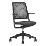 Fauteuil WITH ME Inclinaison synchrone du dossier, accoudoir fixe, structure noire, assise tissu gris