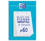 Fiche bristol 14,8 x 21 cm 5 x 5 blanc perforée Oxford - Bloc de 60