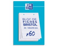Fiche bristol 14,8 x 21 cm 5 x 5 blanc perforée Oxford - Bloc de 60