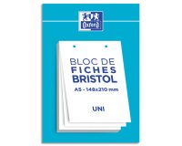 Fiche bristol perforées 14,8 x 21 cm uni blanc Oxford - Bloc de 30