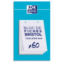 Fiche bristol non perforées 5 x 5 blanc Oxford - Bloc de 60