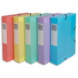 Boite de classement Exabox Dos 60mm Polypropylène 7/10e Chromaline pastel - A4 - Couleurs assorties