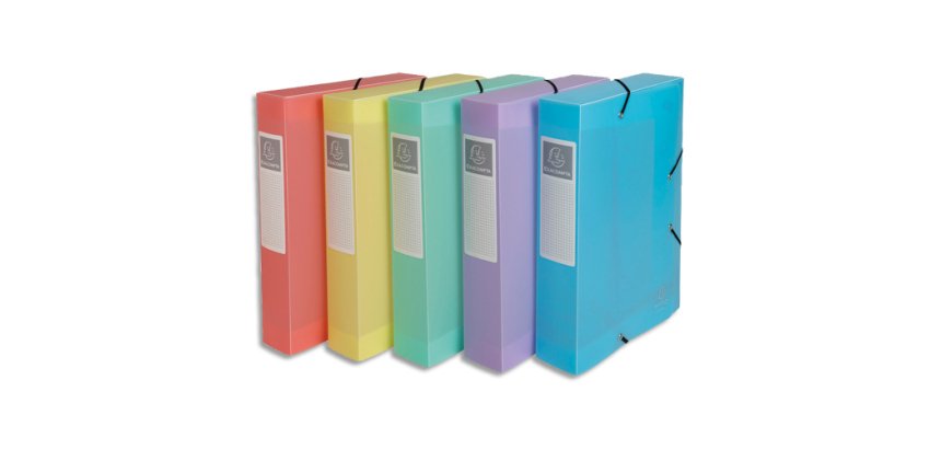 Boite de classement Exabox Dos 60mm Polypropylène 7/10e Chromaline pastel - A4 - Couleurs assorties
