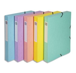 Boite de classement Exabox Dos 60mm carte lustrée Aquarel - A4 - Couleurs assorties