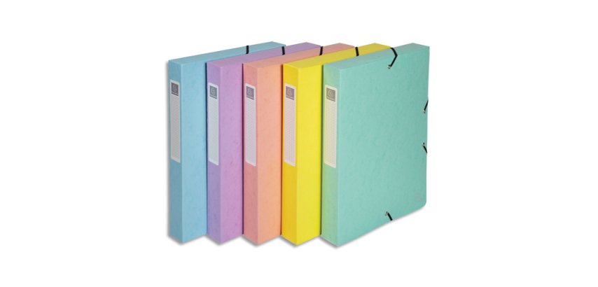Boite de classement Exabox Dos 60mm carte lustrée Aquarel - A4 - Couleurs assorties
