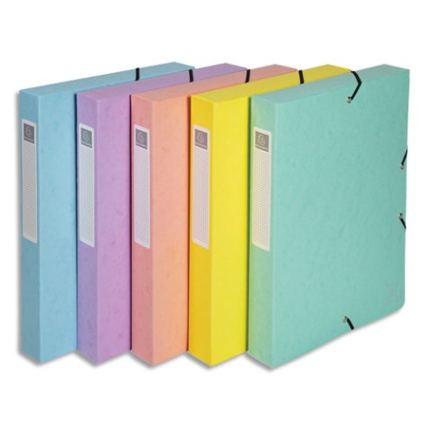 Boite de classement Exabox Dos 60mm carte lustrée Aquarel - A4 - Couleurs assorties