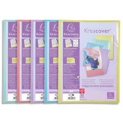 Protège-documents en polypropylène Kreacover Pastel 60 vues - A4 - Couleurs assorties