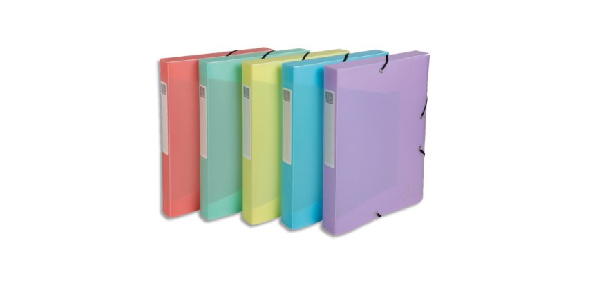 Boite de classement Exabox Dos 40mm Polypropylène 7/10e Chromaline pastel - A4 - Couleurs assorties