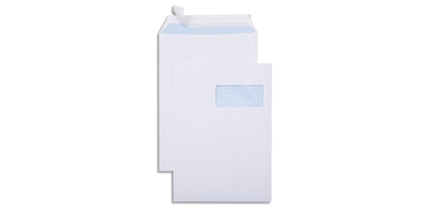 Pochette gpv économique blanche 90g c4 229x324mm fenêtre 50x110mm boîte 250 unités
