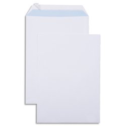 Boîte de 250 pochettes vélin Blanc 90g C4 229x324mm auto-adhésives