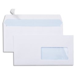 Enveloppe économique dl 110x220mm 80g adhésive fenêtre 45x100mm coloris blanc boîte 500 unités