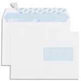 Boîte de 500 enveloppes vélin Blanc 80g C5 162x229mm auto-adhésives avec fenêtre 45x100mm
