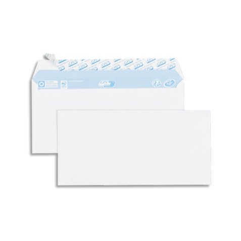 Boîte de 500 enveloppes vélin Blanc 80g DL 110x220mm auto-adhésives