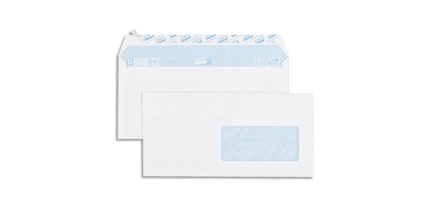 Enveloppe gpv everyday blanche 80g dl 110x220mm fenetre 45x100mm fermeture securisee collage renforce boite 500 unites