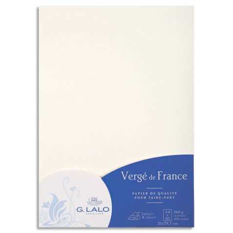Etui de 50 feuilles 160g vergé 21x29,7cm. Coloris Blanc