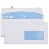 Boîte de 500 enveloppes imprimables vélin Blanc 80g DL 110x220mm auto-adhésives avec fenêtre 45x100mm