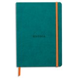 Rhodiarama carnet souple A5 160 pages ligné papier ivoire 90g fermeture élastique - Paon