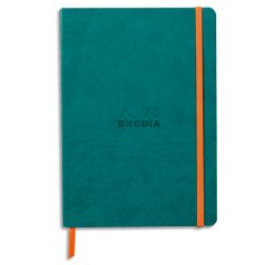 Rhodiarama carnet souple A5 160 pages ligné papier ivoire 90g fermeture élastique - Paon