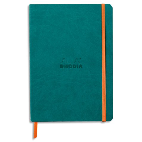 Rhodiarama carnet souple A5 160 pages ligné papier ivoire 90g fermeture élastique - Paon