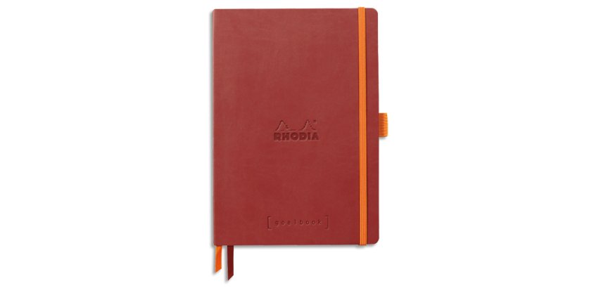 Rhodiarama carnet souple A5 160 pages ligné papier ivoire 90g fermeture élastique - Nacarat