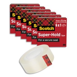 Lot de 6 rubans à cacheter Super-Hold Scotch® 19 mm x 25,4 m