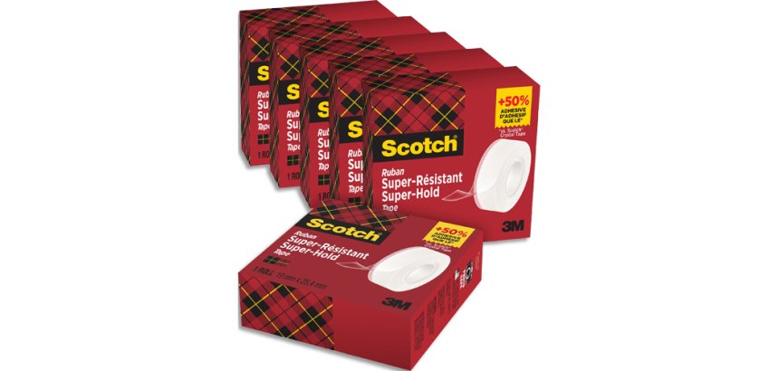 Lot de 6 rubans à cacheter Super-Hold Scotch® 19 mm x 25,4 m