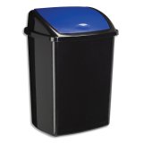 Poubelle à couvercle basculant bleu 50 litres, en polypropylène recyclable L40,5 x H68,5 x P31 cm