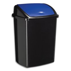 Poubelle à couvercle basculant bleu 50 litres, en polypropylène recyclable L40,5 x H68,5 x P31 cm