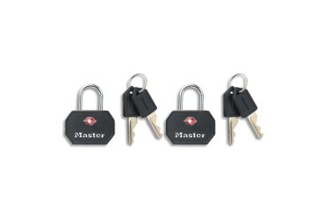 Cadenas à clé - s'entrouvrant - TSA - 30 mm - anse de 15 mm - noir - lot de
