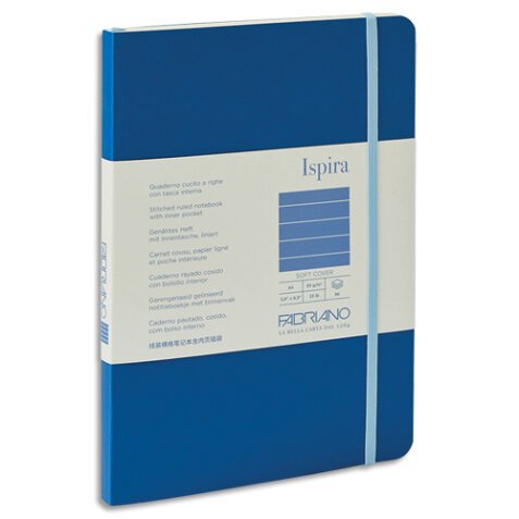 Carnet ISPIRA A5 couverture souple 96 pages lignées. Coloris bleu roi