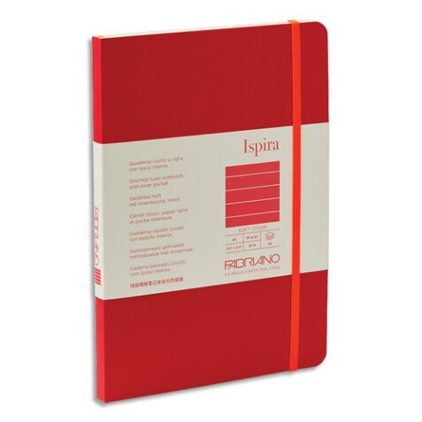 Carnet ISPIRA A5 couverture rigide 96 pages lignées. Coloris rouge