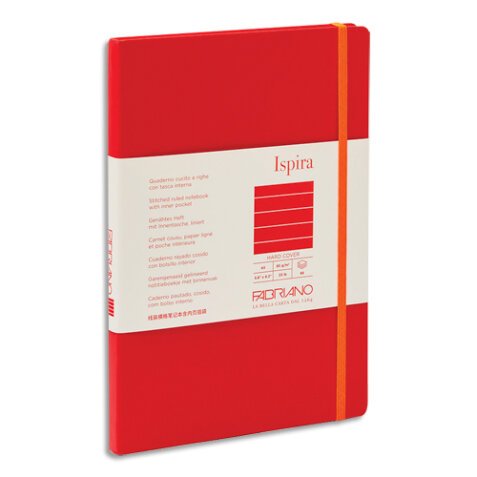 Carnet ISPIRA A5 couverture souple 96 pages lignées. Coloris rouge