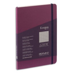 Carnet ECOQUA PLUS A5 couverture souple 80 pages quadrillées. Coloris lie de vin