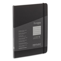 Carnet ECOQUA PLUS A5 couverture souple 80 pages lignées. Coloris noir