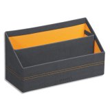 Trieur à courrier Rhodiarama en simili cuir italien, 2 cmpts. Dim (lxhxp) : 25x14x10 cm. Titane