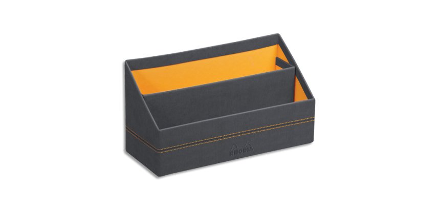 Rhodiarama porte-courrier simili cuir italien 25x10x14 cm - Titane