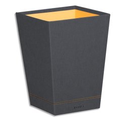 Rhodiarama corbeille à papier simili cuir italien 27x27x32 cm - Titane